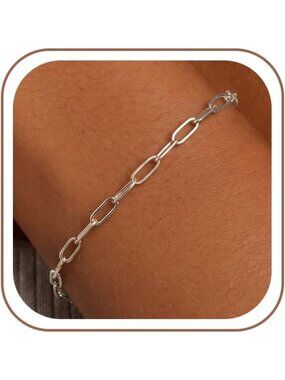 Stylish 4MM Sterling Silver Paperclip Chain Bracelet for Women - Elegant Jewelry